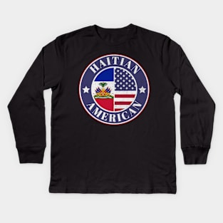 Proud Haitian-American Badge - Haiti Flag Kids Long Sleeve T-Shirt